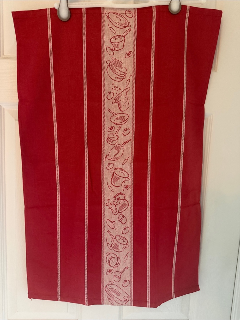 Calphalon Jacquard Cotton Kitchen Dish Towel Kitchen Decor Red Made in Portugal